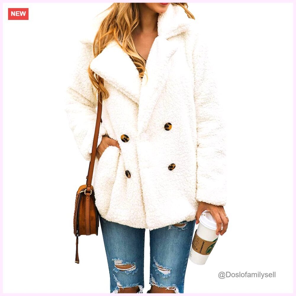 Oversized Sherpa Faux Fur Jacket Warm Winter Coat Trendy Outerwear